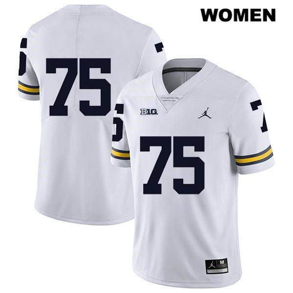 Women's NCAA Michigan Wolverines Jon Runyan #75 No Name White Jordan Brand Authentic Stitched Legend Football College Jersey LP25Q78KU